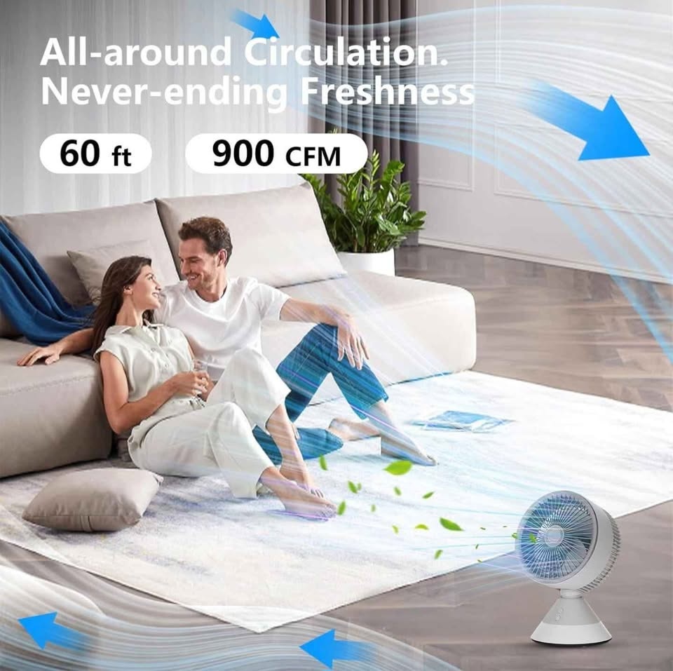 Small Desk Fan 10 Inch, USB-C Rechargeable, 3 Speed - photo 4