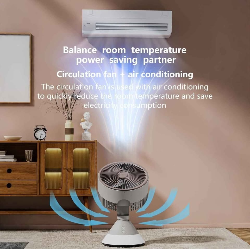 Small Desk Fan 10 Inch, USB-C Rechargeable, 3 Speed - photo 5