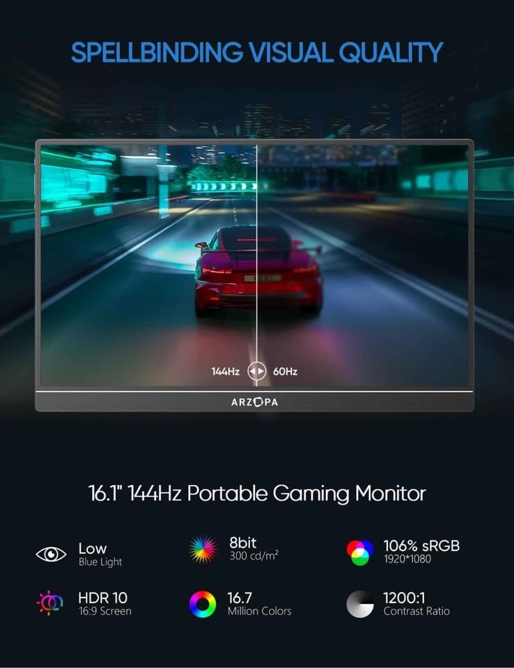 ARZOPA 16.1'' 144Hz Portable Gaming Monitor - photo 3
