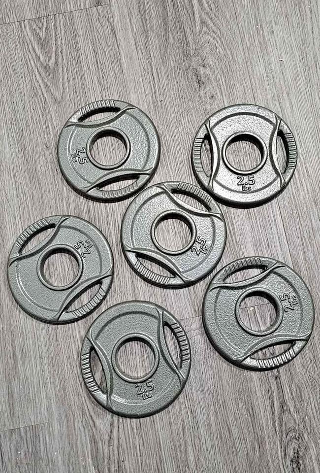Amazon Basics 2-Inch Olympic Cast Iron Grip Weight Plates