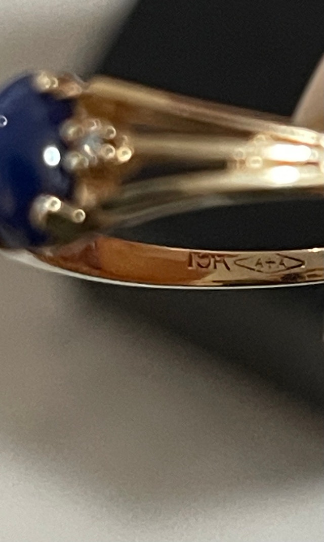 Vintage 10k Gold Star Sapphire & Diamond Ring Size 7 - photo 4