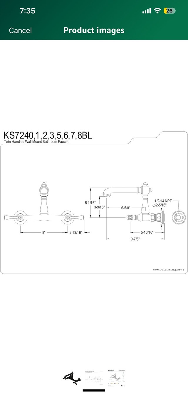 Kingston Brass KS7240BL English Country Bathroom Faucet - photo 2