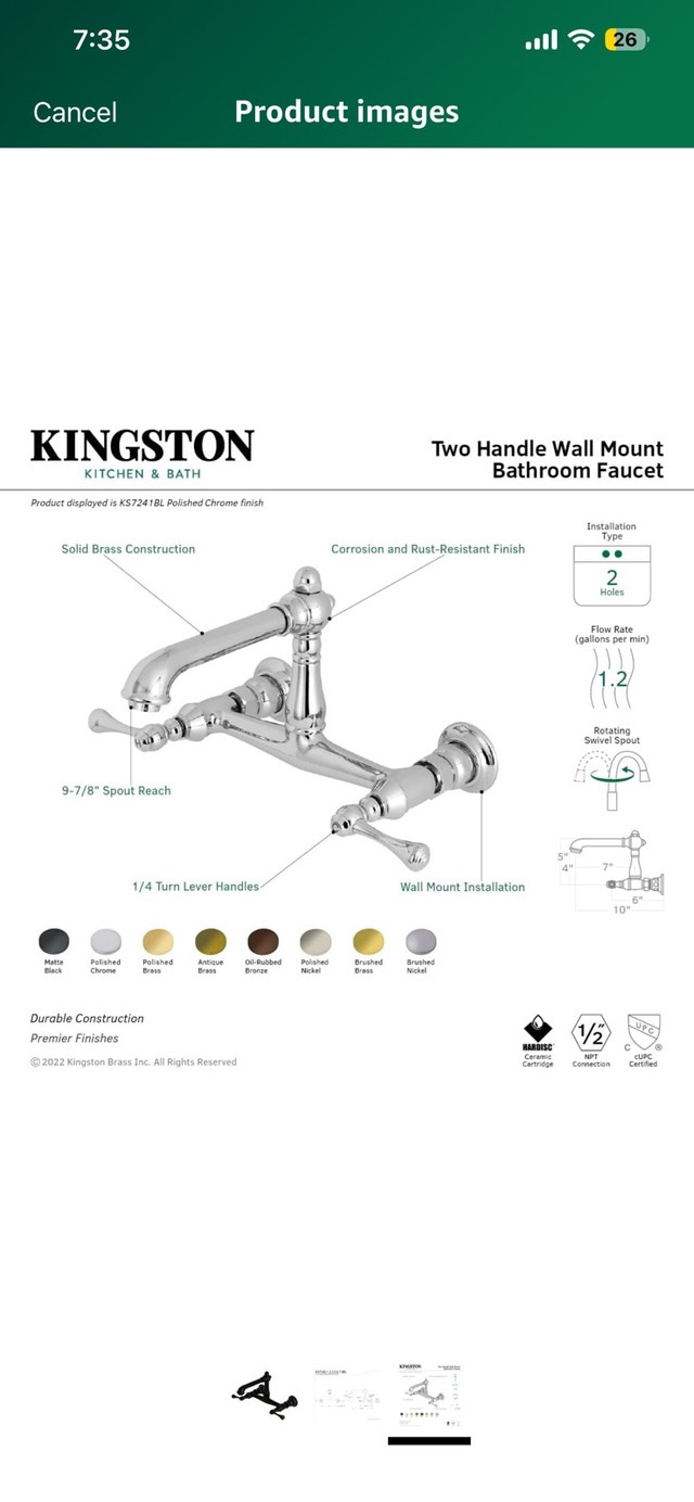 Kingston Brass KS7240BL English Country Bathroom Faucet - photo 3