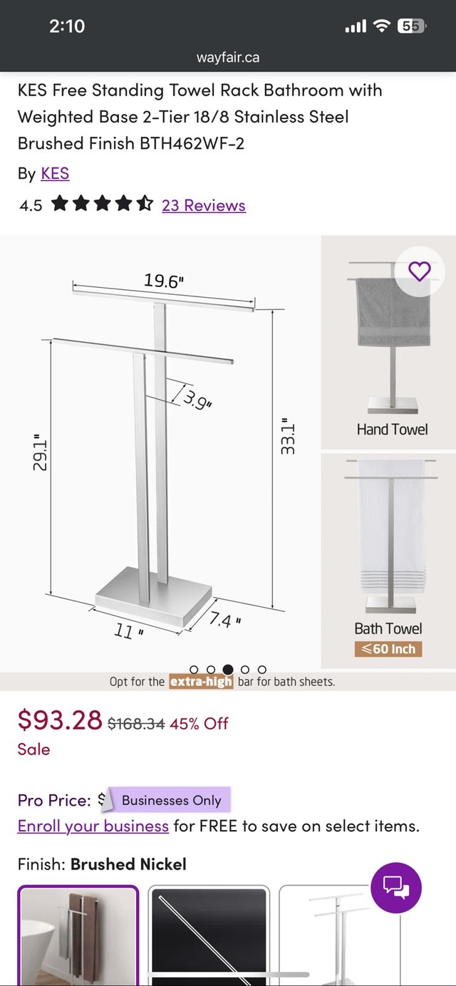 Stainless Steel Free Standing Bathroom Towel Rack - photo 2