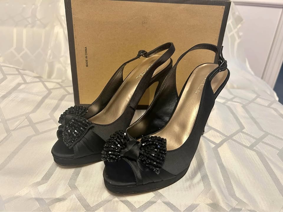Black Satin Heels