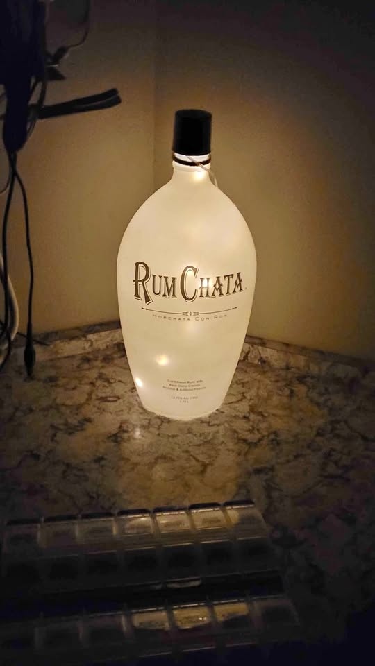 Lighted Rumchata Glass Bottle