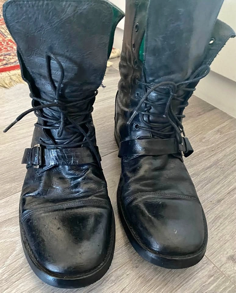 Men ZARA Black Leather Boots - Sole Replaced