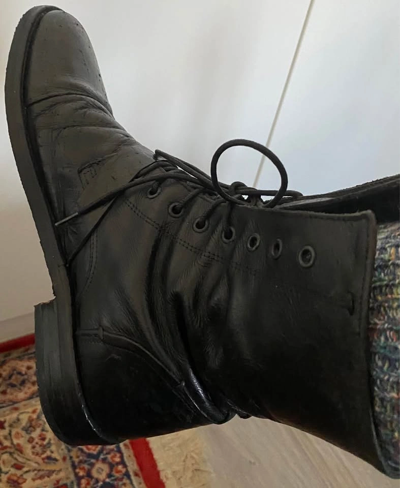 Men ZARA Black Leather Boots - Sole Replaced - photo 4