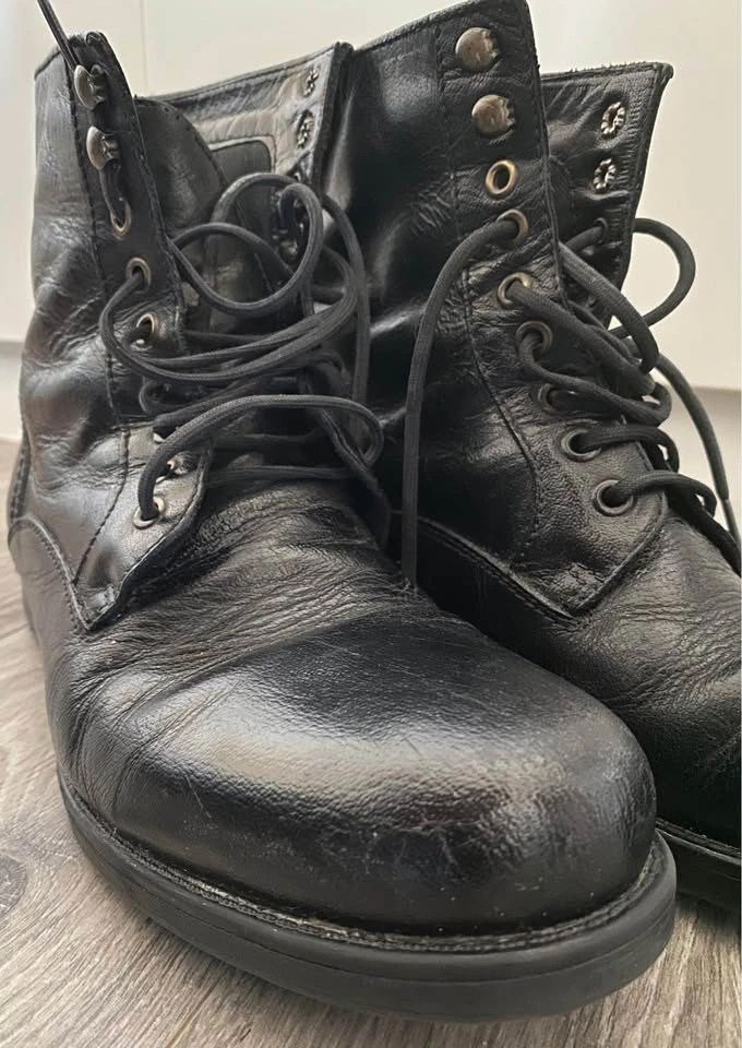 Men ZARA Black Leather Ankle Boots Size 9 - photo 4