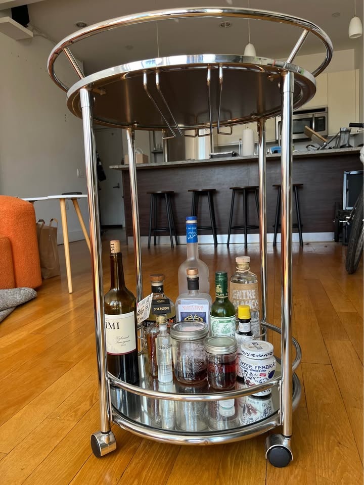 Chrome Mirrored Rolling Bar Cart - photo 3