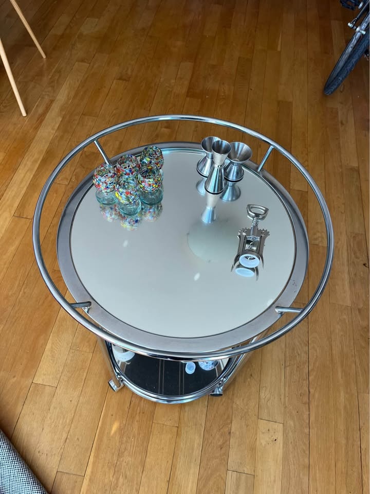 Chrome Mirrored Rolling Bar Cart - photo 4