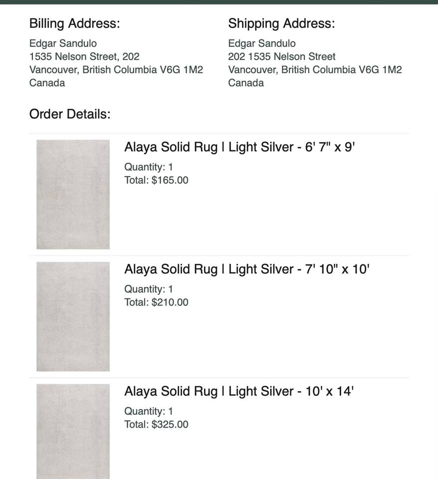 Area Carpets. 3 sizes sold separately