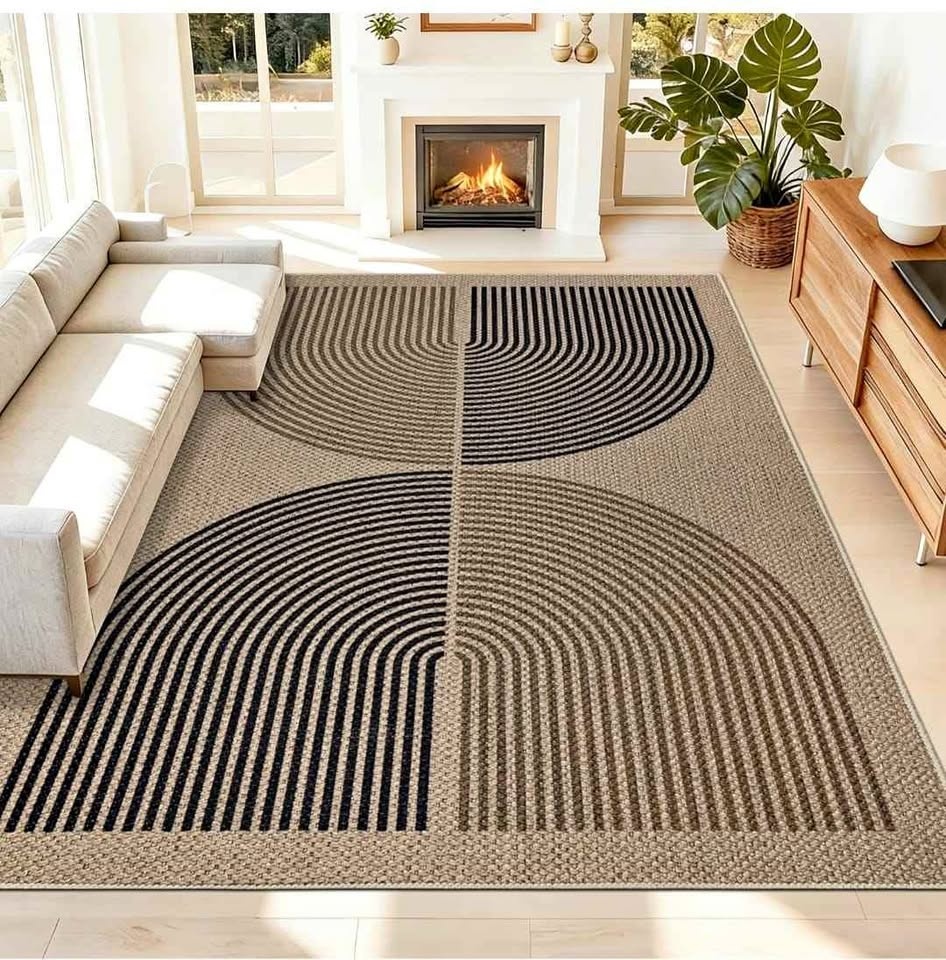 Jute Rug 6x9 Washable Indoor/Outdoor Rainbow Geo