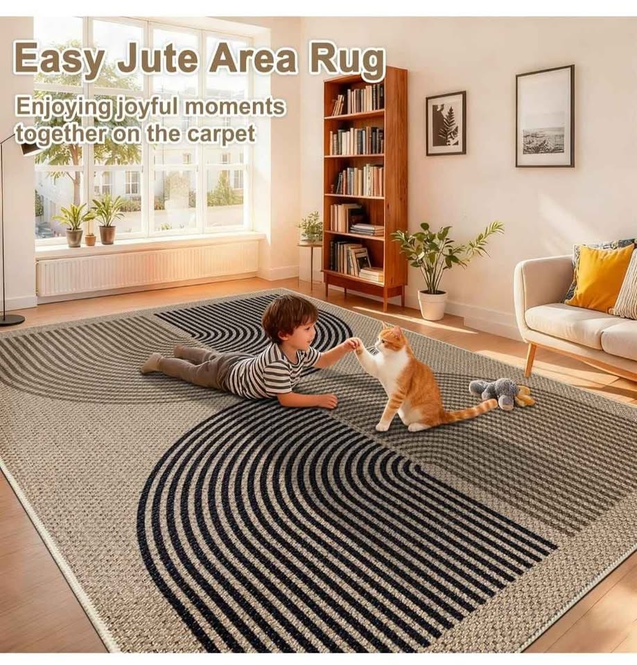 Jute Rug 6x9 Washable Indoor/Outdoor Rainbow Geo - photo 3