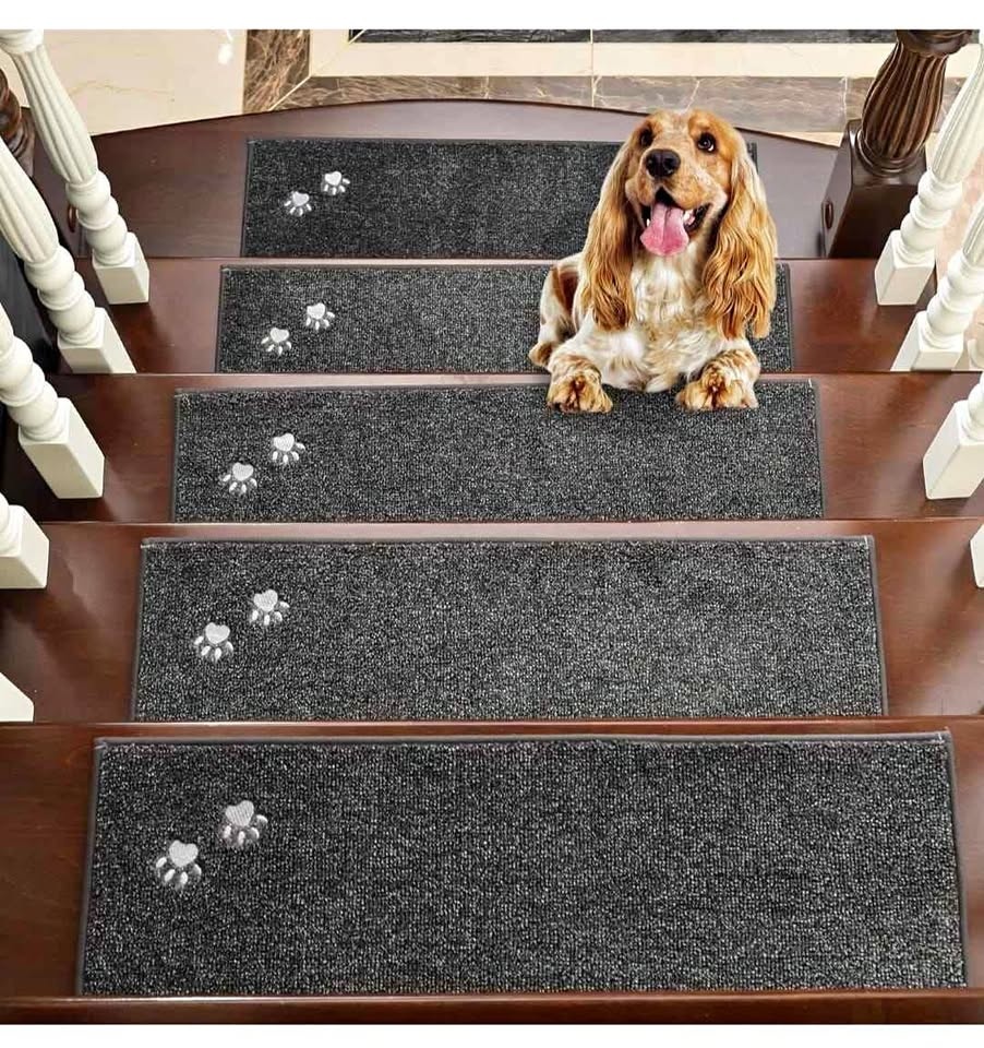 Non-Slip Carpet Stair Treads (15pcs, Dark Grey)