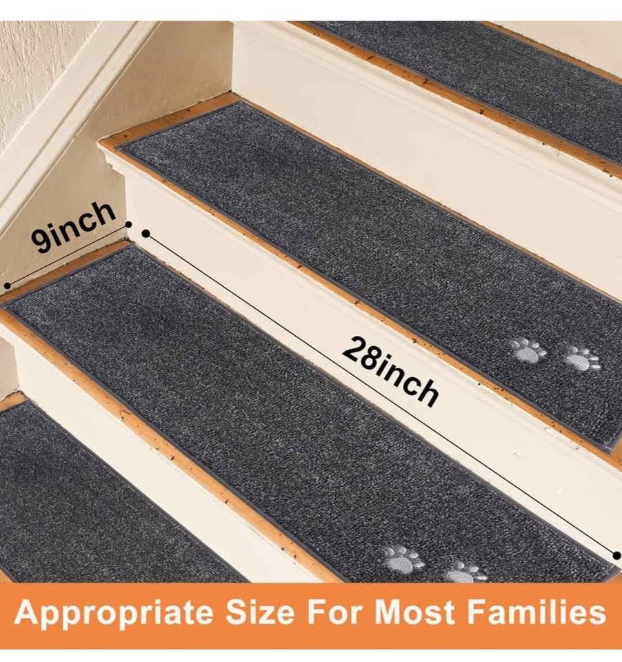 Non-Slip Carpet Stair Treads (15pcs, Dark Grey) - photo 2