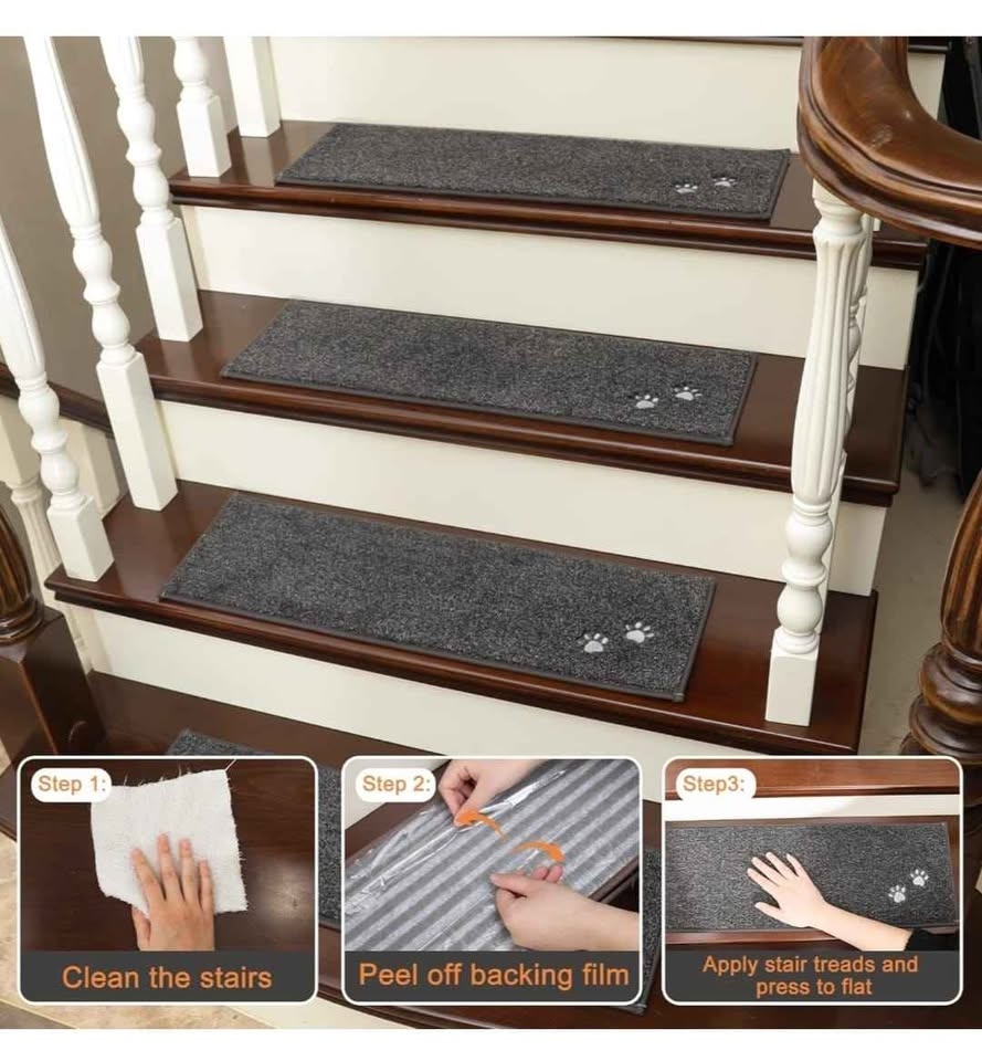 Non-Slip Carpet Stair Treads (15pcs, Dark Grey) - photo 3