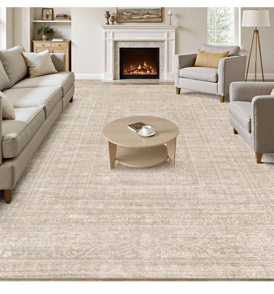 8x10 Area Rug - Washable Vintage Beige