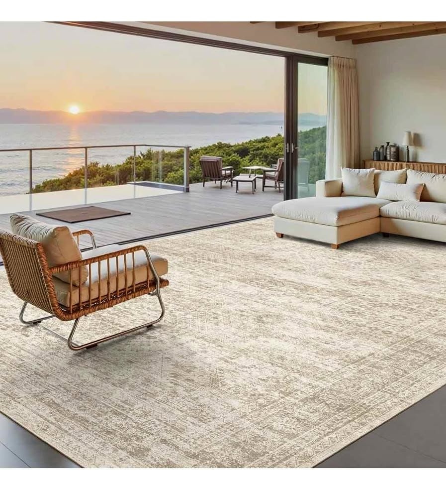 8x10 Beige Vintage Washable Rug - New