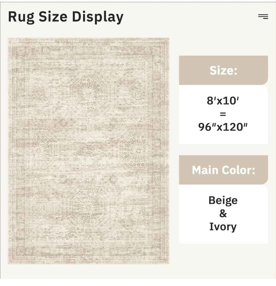 8x10 Beige Vintage Washable Rug - New - photo 4
