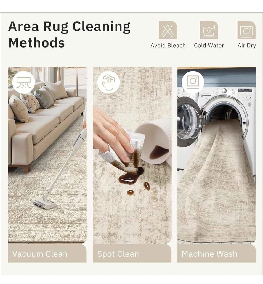 8x10 Beige Vintage Washable Rug - New - photo 5