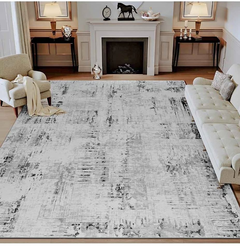 Modern Abstract Area Rug Carpet 6x9 ft Grey Blue-Multi Color