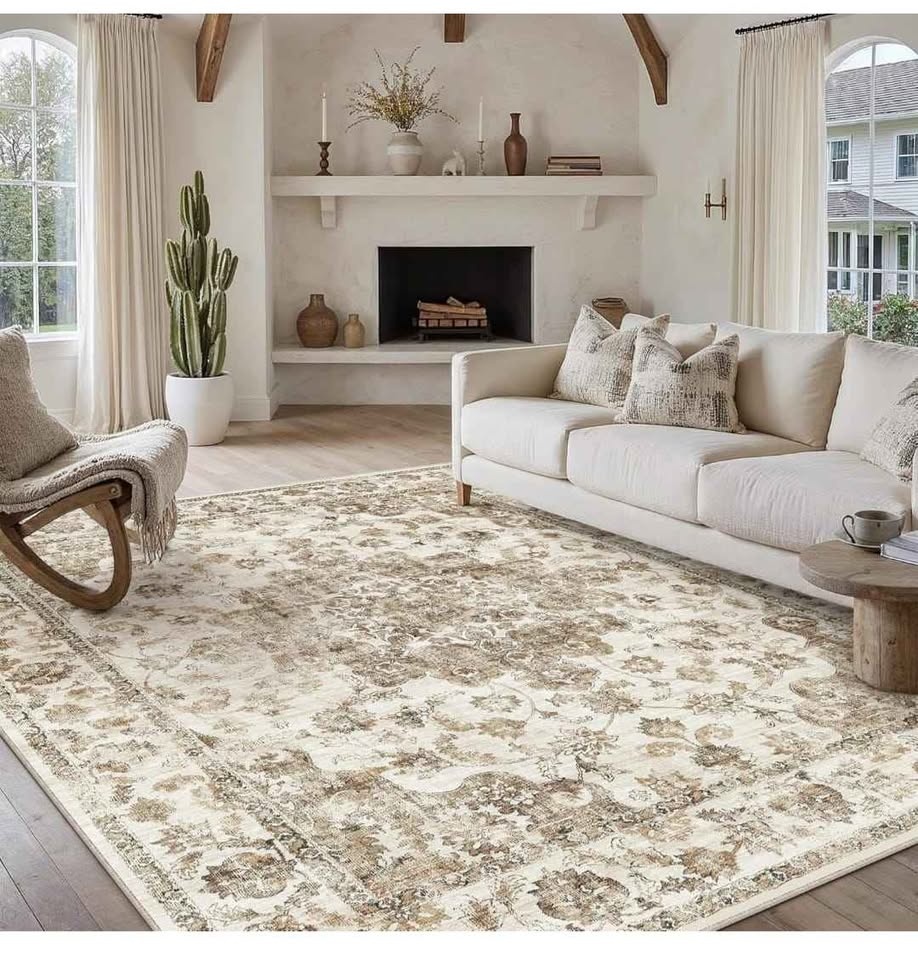 BRAND NEW 9x12 Washable Area Rug – Brown Vintage Floral - photo 3