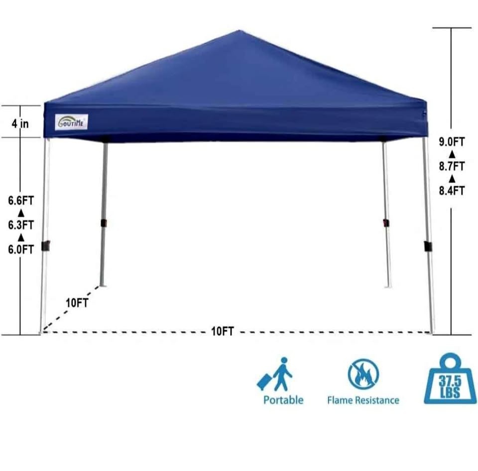 10x10ft Waterproof Pop-Up Canopy Tent - Instant Foldable Shelter