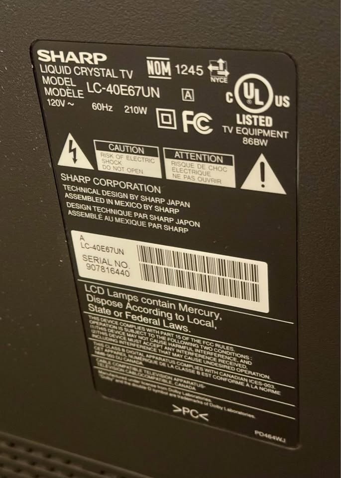 Sharp 40” LCD TV – Great Picture – Multiple HDMI Inputs - photo 3
