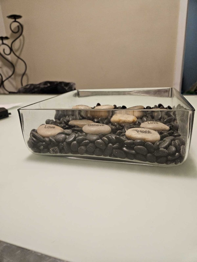 MOVING SALE!- Inspirational Stone Set in Glass Dish - photo 2