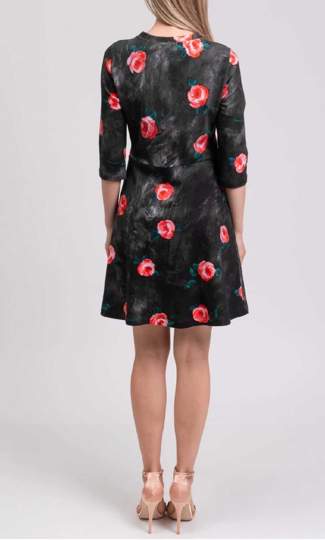 Moschino Milano Dress - Black Rose Print - Size XL - photo 4