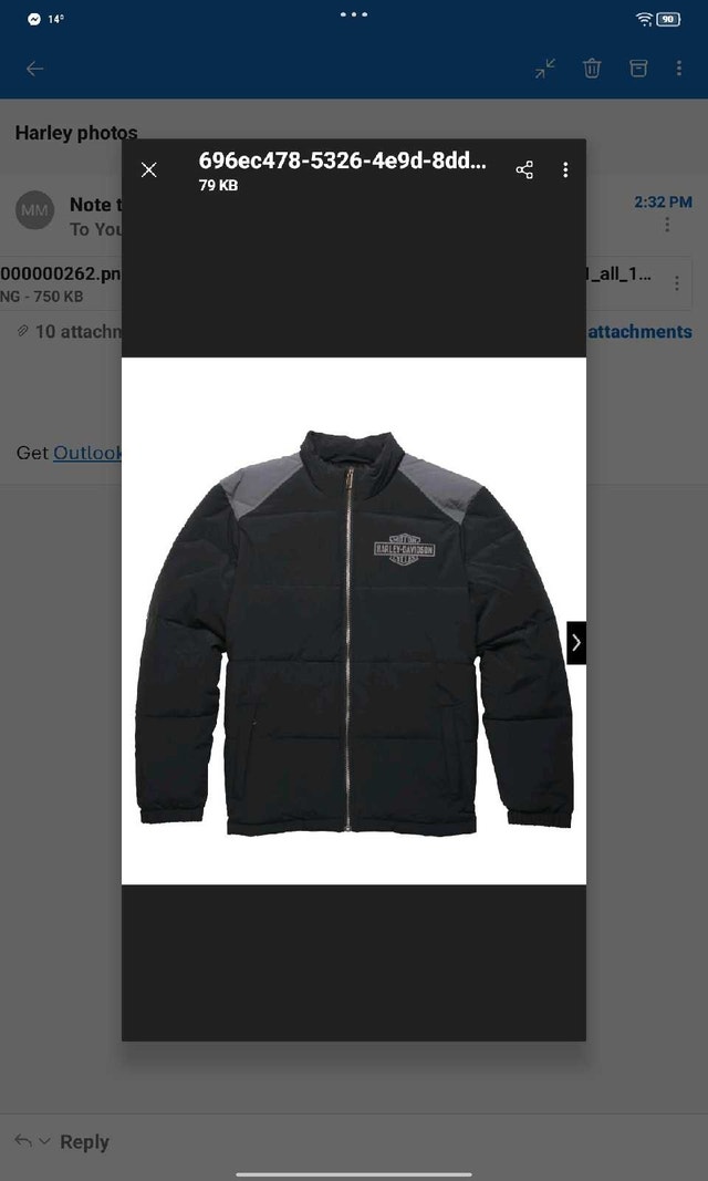 Harley Davidson Puffer Jacket - Black & Grey - Large - photo 3