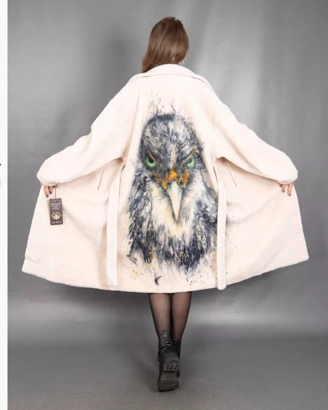 Women's Sheepskin Coat - White, Size L