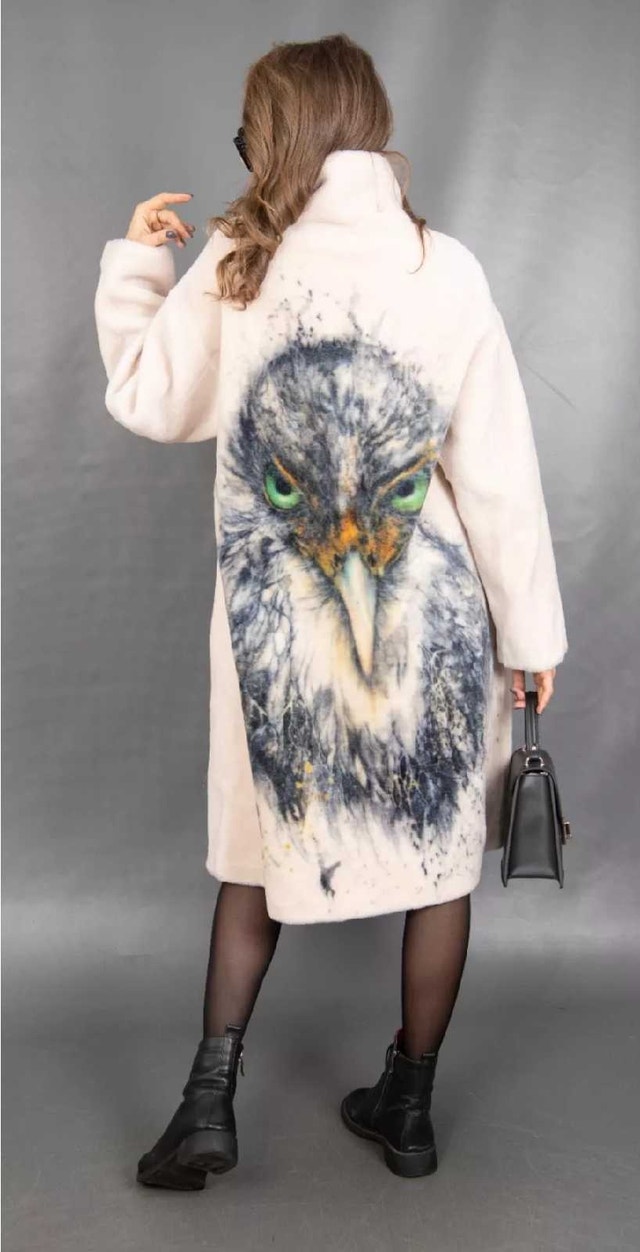 Women's Sheepskin Coat - White, Size L - photo 2