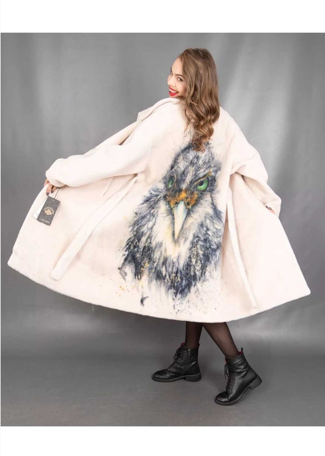 Women's Sheepskin Coat - White, Size L - photo 3