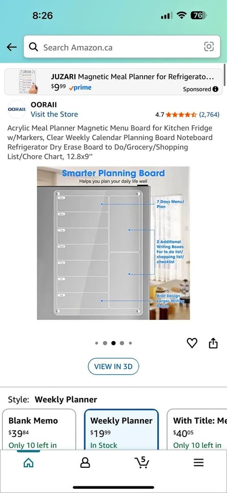 Fridge Weekly Planner with Markers