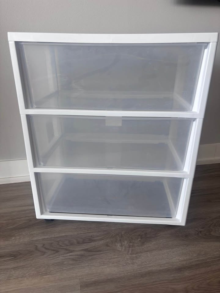 3-Drawer Cart clear plastic on wheels: 26 1/8 in H x 21 7/8 in W - photo 2