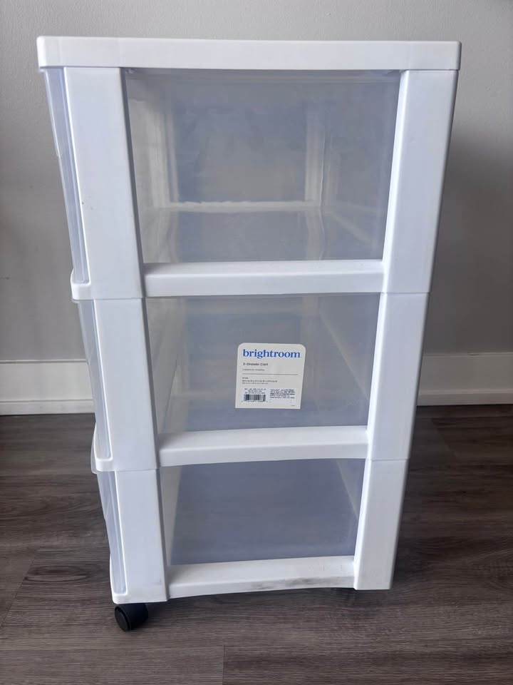3-Drawer Cart clear plastic on wheels: 26 1/8 in H x 21 7/8 in W - photo 3