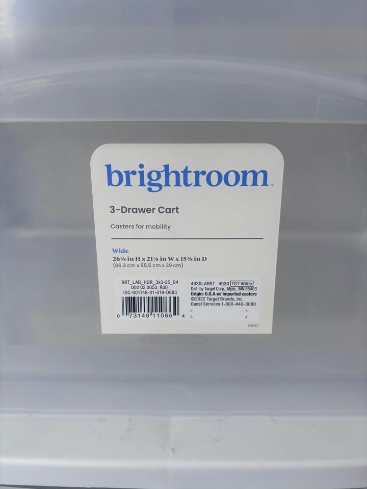 3-Drawer Cart clear plastic on wheels: 26 1/8 in H x 21 7/8 in W - photo 4