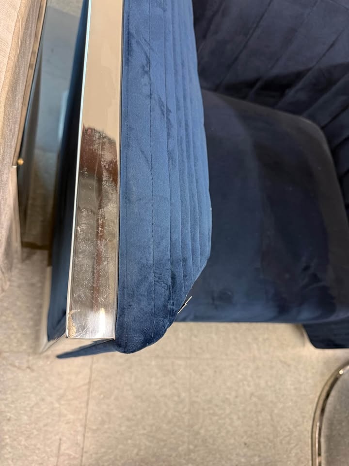 Designer Navy Velvet Single Seater Chair – Chrome Frame – $225 - photo 2