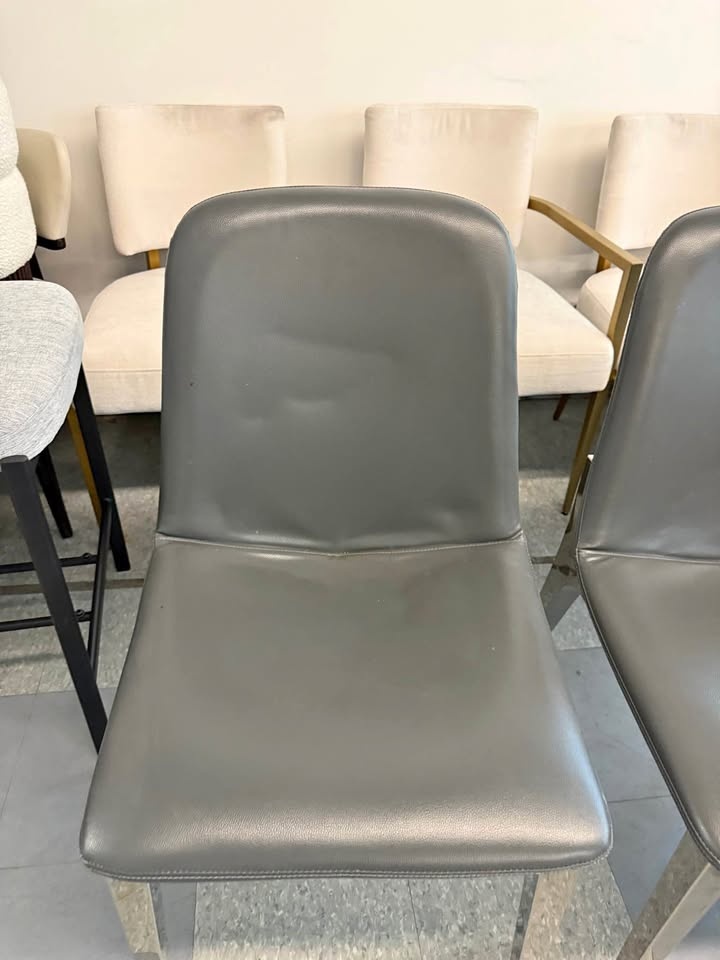 Gray Faux Leather Dining Chairs (4 pcs)