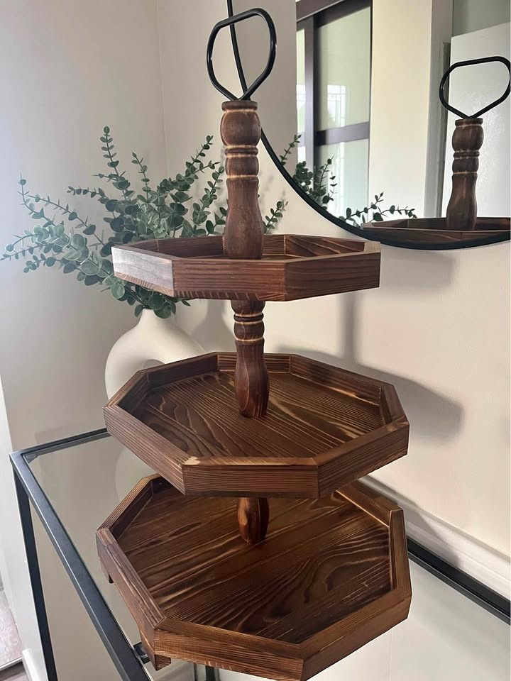 3-Tier Rustic Wooden Tray