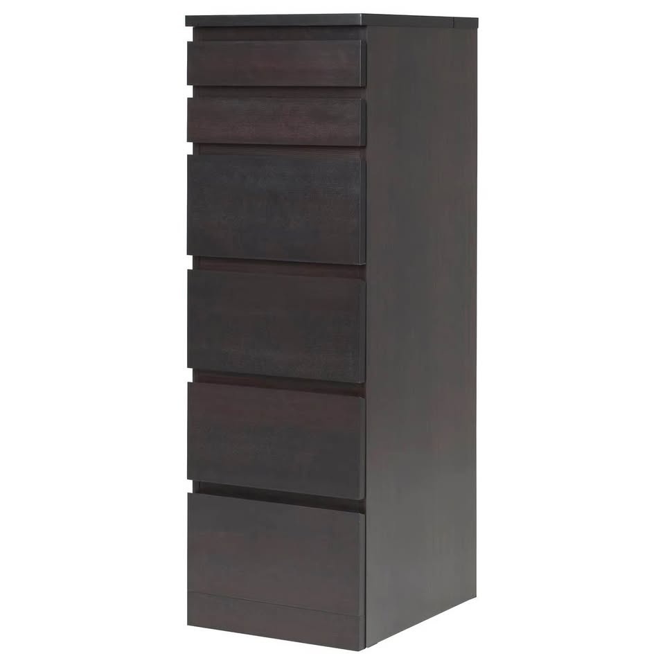 IKEA MALM 6-Drawer Dresser with Vanity Mirror - Dark Brown - photo 4