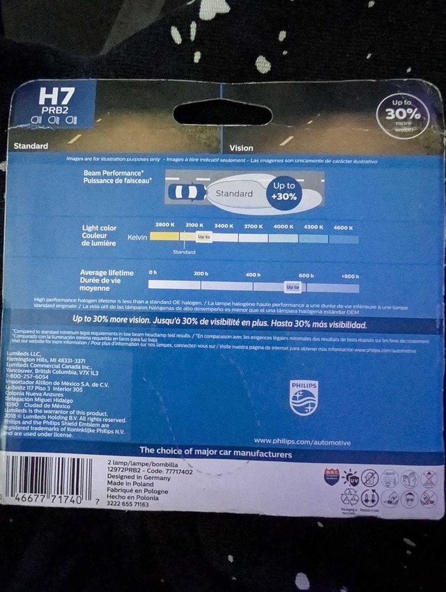 Philips H7PRB2 Vision Upgrade Headlight Bulbs (12V 55W) - photo 2