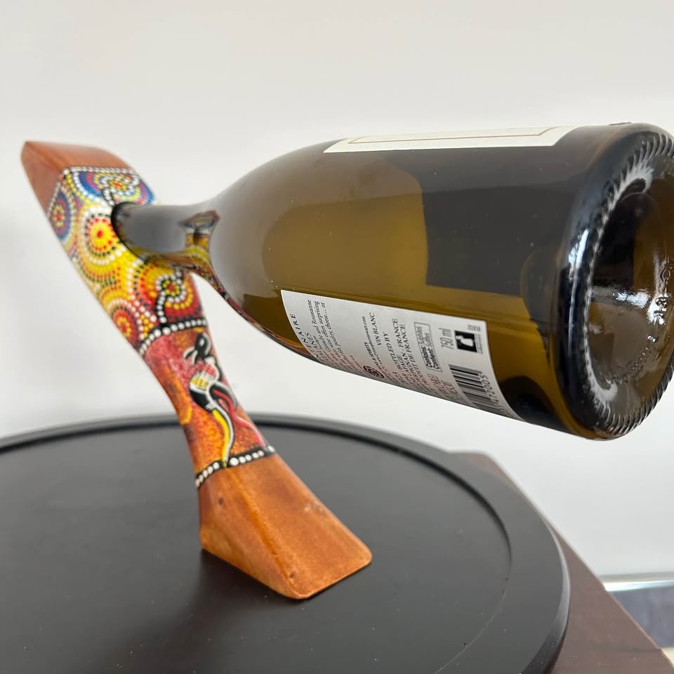 Hand-Painted Aboriginal Dot Art Wine Bottle Holder - photo 2