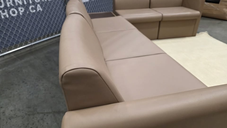 Modular Vinyl Lounge Sectional w/ Corner Table – 6 Piece Set - photo 2