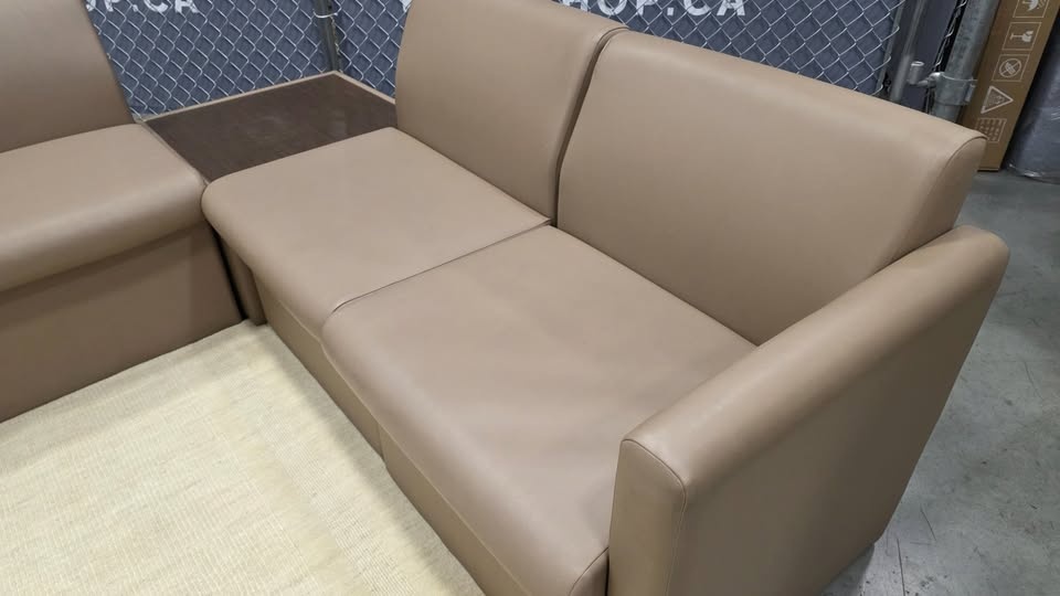 Modular Vinyl Lounge Sectional w/ Corner Table – 6 Piece Set - photo 4