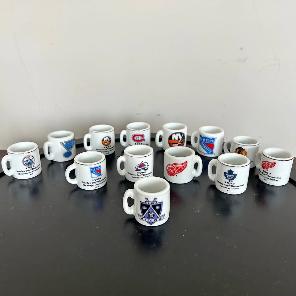 Vintage NHL Stanley Cup "Cup Crazy" Mini Mug Collection – 13 Pie