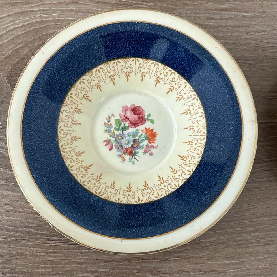 Set of 6 Antique Burleigh Ware "Zenith" Saucers - Cobalt Blue & - photo 3