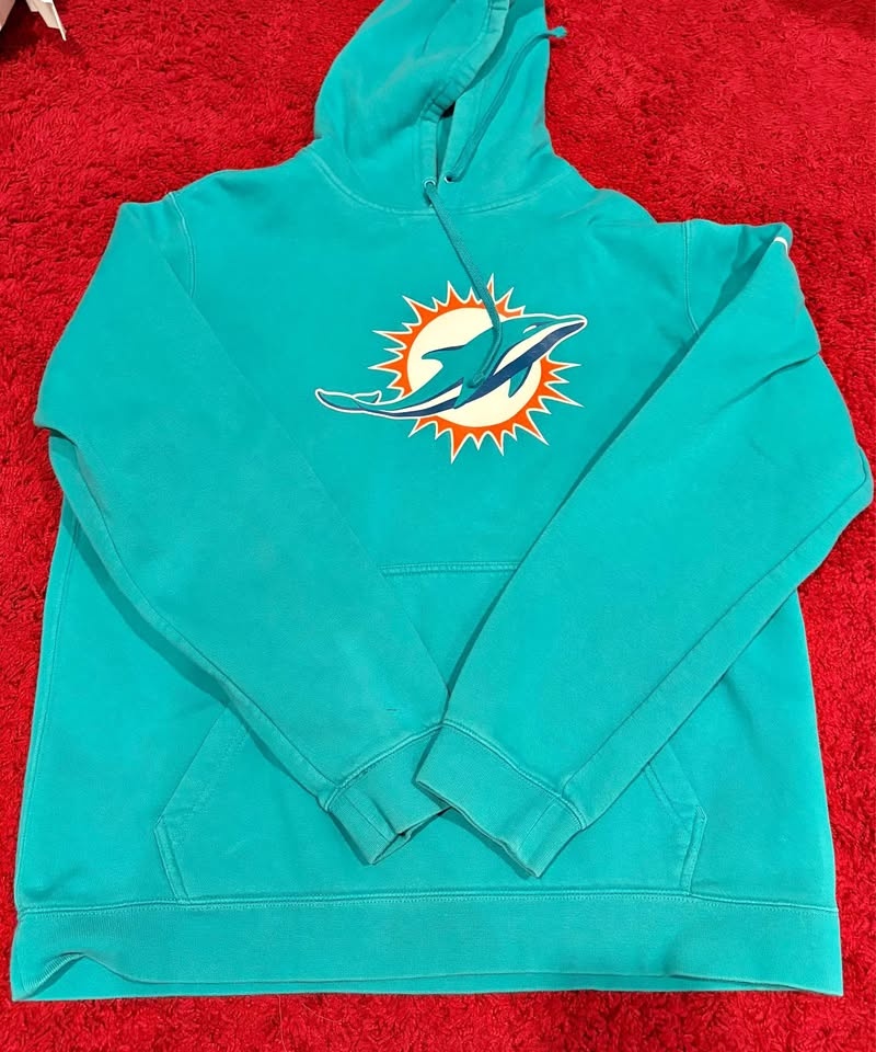 Nike Miami Dolphins Hoodie Size Large NFL Football Aqua Pullover